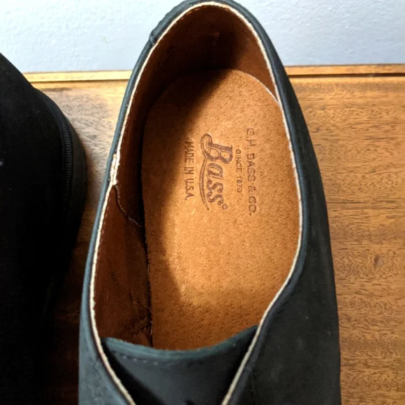 NWT Bass Black Suede Stockton Oxfords.  Made in the USA.  Size 11M. - Picture 8 of 8